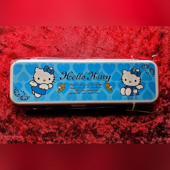 Box Case Pencil Pen Hello Kitty Sanrio 1998 Blue - Picture 2 of 12